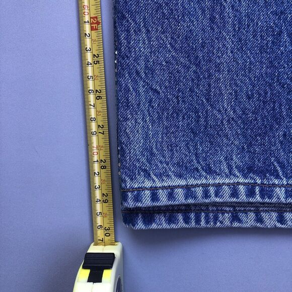 Reformation Women Size 23 Abby High Rise Straight Jeans in Colorado Sparkle Blue - Picture 12 of 13